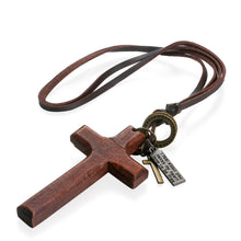 Load image into Gallery viewer, Necklaces Vintage Wood Cross Charm Necklace