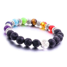 Load image into Gallery viewer, Bracelets Seven Chakras Tree Of Life Lava Stone Essential Oil Bracelet
