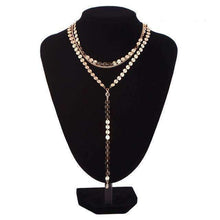 Load image into Gallery viewer, Necklaces Three Layer Lariat Crystal Necklace
