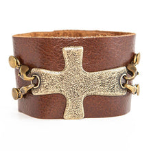 Load image into Gallery viewer, Bracelets Antique Cross Sentiment Cuff Bracelet

