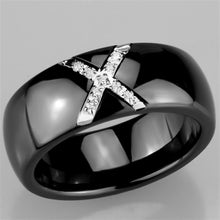 Load image into Gallery viewer, Rings Black Stainless Steel Ceramic Crystal Ring
