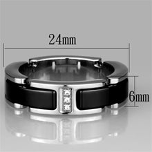 Load image into Gallery viewer, Rings Black Stainless Steel Ceramic 3 Crystal Ring
