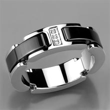 Load image into Gallery viewer, Rings Black Stainless Steel Ceramic 3 Crystal Ring
