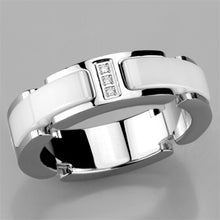 Load image into Gallery viewer, Rings White Stainless Steel Ceramic 3 Crystal Ring

