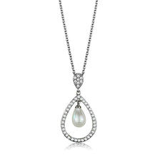 Load image into Gallery viewer, Necklaces Rhodium Brass Chain Pendant with Synthetic Pearl in White

