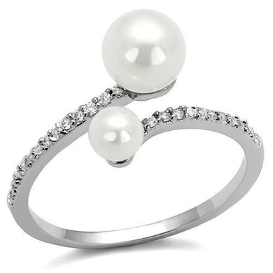 Rings White Double Pearl Curved Ring