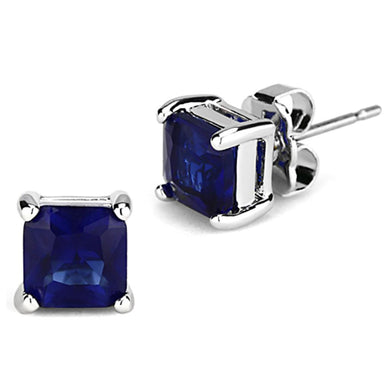 Earrings Blue Diamond CZ Rhodium Earrings