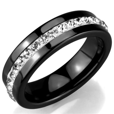 Rings Black Stainless Steel Ceramic Single Row Ring