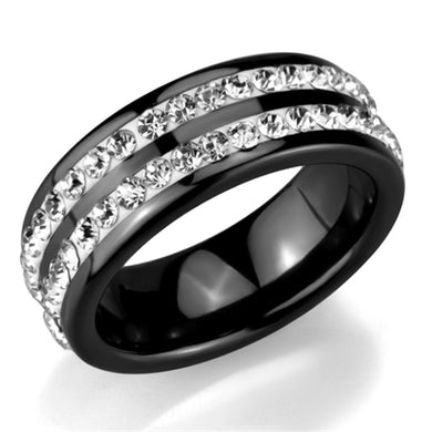 Rings Black Stainless Steel Ceramic Double Row Ring