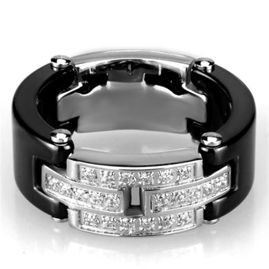 Rings Black Ceramic Stainless Steel Crystal Ring