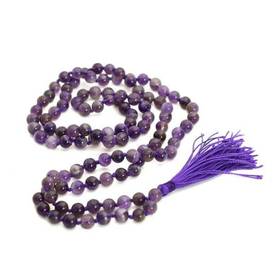 Bracelets Natural Amethyst Mala Beads with Tassel