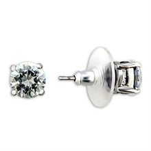 Load image into Gallery viewer, Earrings Clear CZ Round Rhodium Earrings
