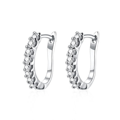 Earrings 18K White Gold Plated Huggie Earrings with Swarovski Crystals
