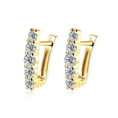 Earrings 5 Piece Stone Huggie Earring in 18K Gold Plated with Swarovski