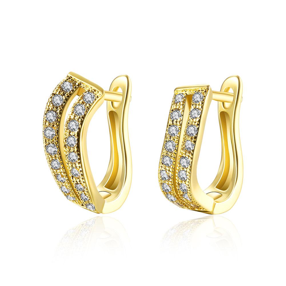 Earrings Double Row Pave Huggie Earring in 18K Gold Plated with Swarovski