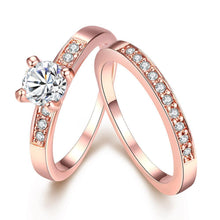 Load image into Gallery viewer, Rings 18K Rose Gold Plated Pave Swarovski Band and Ring Set
