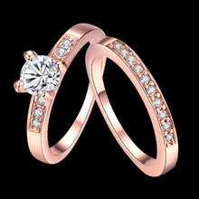 Load image into Gallery viewer, Rings 18K Rose Gold Plated Pave Swarovski Band and Ring Set
