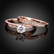 Load image into Gallery viewer, Rings 18K Rose Gold Plated Pave Swarovski Band and Ring Set
