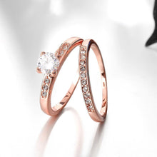 Load image into Gallery viewer, Rings 18K Rose Gold Plated Pave Swarovski Band and Ring Set

