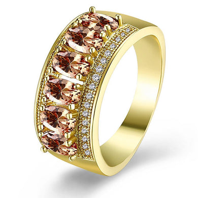 Rings 18K Gold Plated Morganite Hélène Ring made with Swarovski Crystals