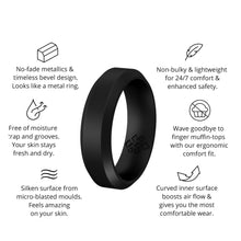 Load image into Gallery viewer, Rings Smooth Black Bevel Edge Silicone Unisex Ring
