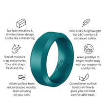 Load image into Gallery viewer, Rings Lagoon Teal Bevel Edge Silicone Ring For Men
