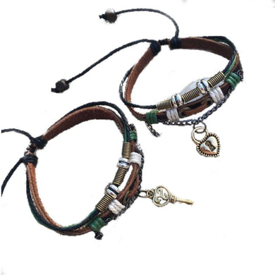 Bracelets Lock And Key Leather Couple Bracelets [1 Lock & 1 Key Bracelet Set]