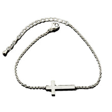 Load image into Gallery viewer, Bracelets Sideways Cross Charm Stretch Chain Bracelet

