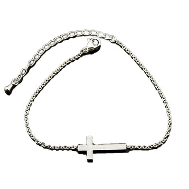 Bracelets Sideways Cross Charm Stretch Chain Bracelet