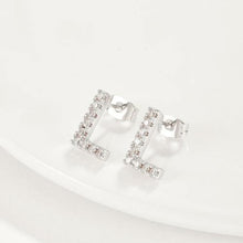 Load image into Gallery viewer, Earrings 18K White Gold Swarovski Letter Monogram Stud Earrings
