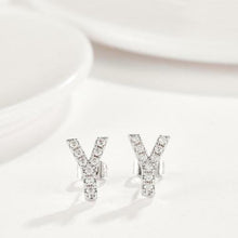 Load image into Gallery viewer, Earrings 18K White Gold Swarovski Letter Monogram Stud Earrings
