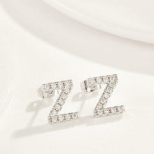 Load image into Gallery viewer, Earrings 18K White Gold Swarovski Letter Monogram Stud Earrings
