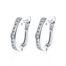 Load image into Gallery viewer, Earrings Pave Huggie Earring in 18K White Gold Plated
