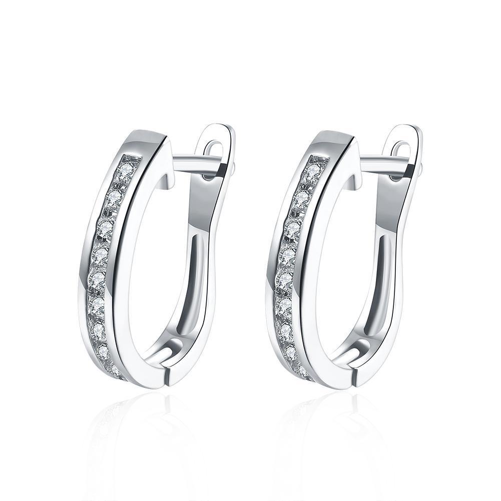 Earrings Pave Huggie Earring in 18K White Gold Plated
