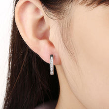 Load image into Gallery viewer, Earrings Pave Huggie Earring in 18K White Gold Plated
