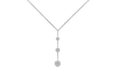 Necklaces 18K White Gold Triple Swarovski Crystals Ball Drop Necklace