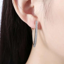 Load image into Gallery viewer, Earrings 18K White Gold Plated Pave Hoops
