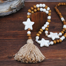 Load image into Gallery viewer, Necklaces Wooden Charm Beaded Necklace with Tassel
