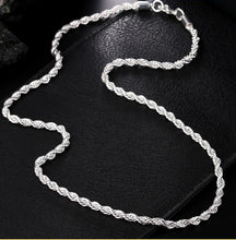 Load image into Gallery viewer, Necklaces 3mm Singapore Rope Chain Necklace in 18K White Gold Plated
