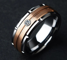 Load image into Gallery viewer, Rings 8mm Bronze and Silver Tungsten Carbide Ring
