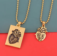 Load image into Gallery viewer, Necklaces Gold Anatomical Human Heart Pendant Necklace Set
