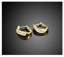 Load image into Gallery viewer, Earrings Double Row Pave Huggie Earring in 18K Gold Plated with Swarovski
