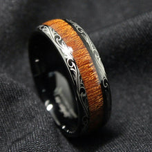 Load image into Gallery viewer, Rings Wood Inlay Black Tungsten Band
