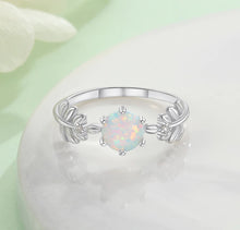 Load image into Gallery viewer, Rings Round White Opal Leaf Sterling Silver Ring
