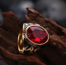 Load image into Gallery viewer, Rings Stainless Steel Red Crystal Signet Ring
