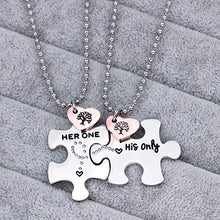 Load image into Gallery viewer, Necklaces Stainless Steel Her One and His Only Puzzle Couple Necklace
