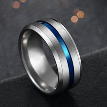 Load image into Gallery viewer, Rings Black and Silver Grooved Titanium Rings
