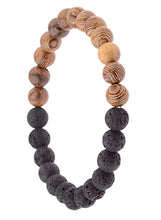 Load image into Gallery viewer, Bracelets Lava Stone Essential Oil Bracelet - Wood Beads
