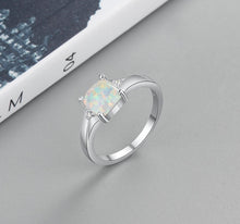 Load image into Gallery viewer, Rings Luxury Square White Opal Sterling Silver Ring
