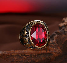Load image into Gallery viewer, Rings Stainless Steel Red Crystal Signet Ring
